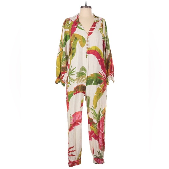 FARM Rio Spring Forest Leaf Print Jumpsuit Small - Picture 5 of 14